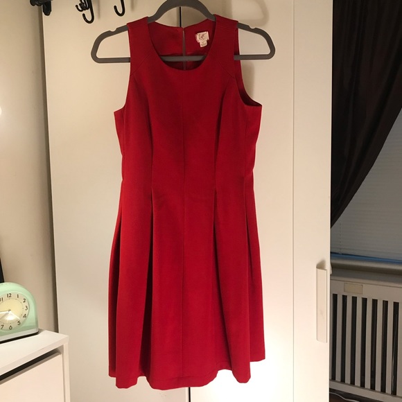 LOFT red pleated dress - Picture 2 of 5
